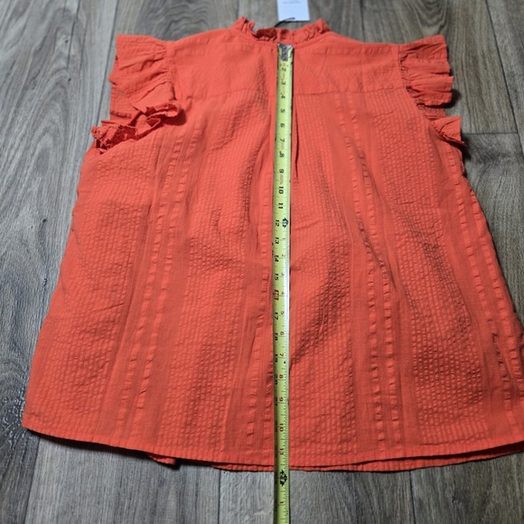 THML The Norah Embroidered Button Down Shirt Womens Large Orange NWOT - Picture 8 of 10